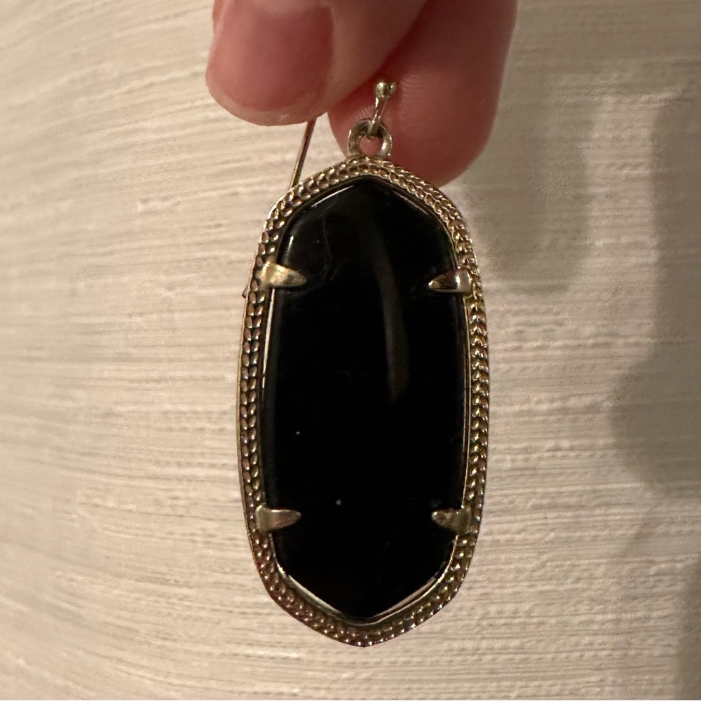 Elle Gold Drop Earrings in Black Opaque Glass
